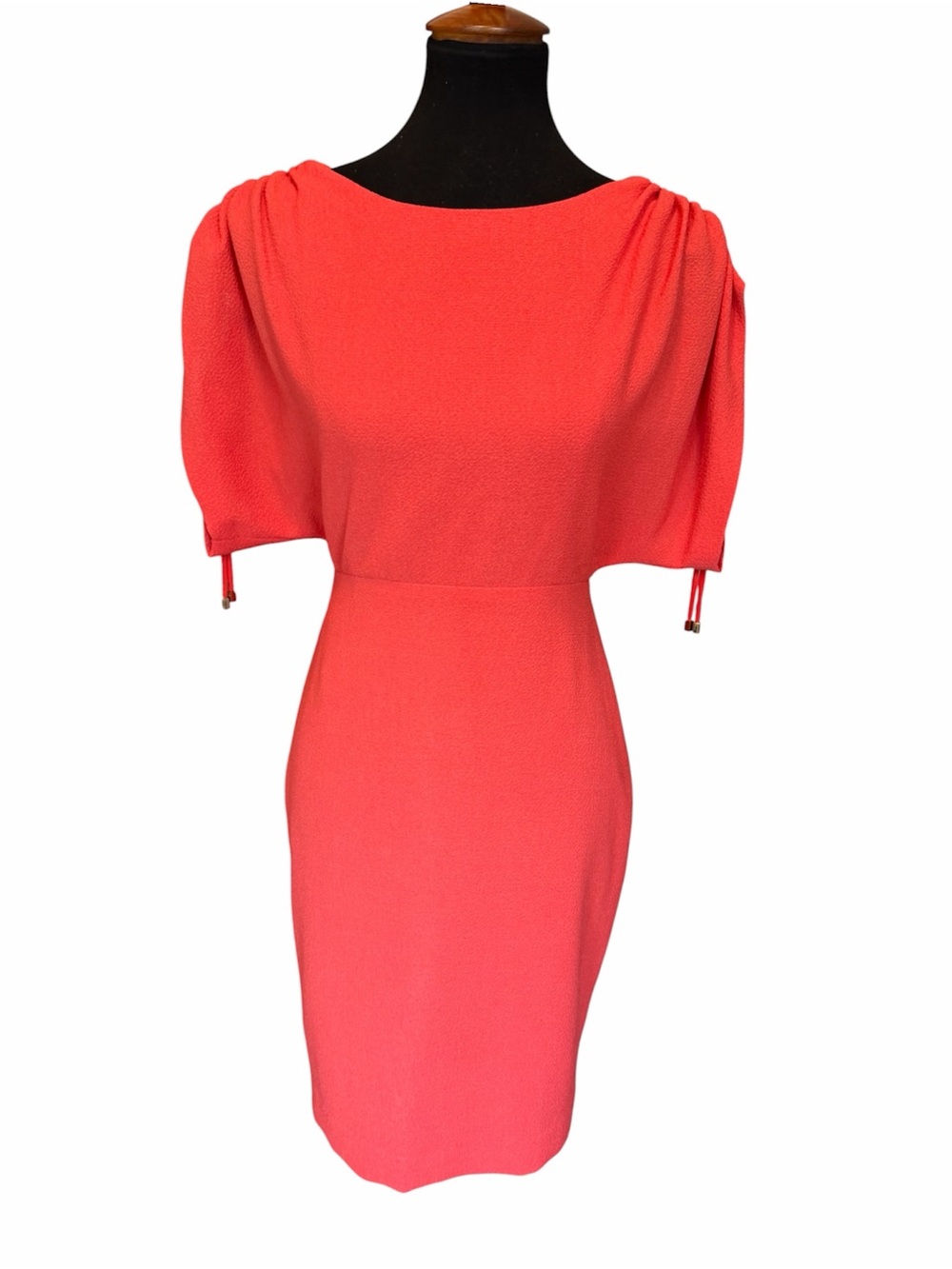 Kay Unger Coral Pink Elegant Sheath Dress – Feminine Cocktail Dress